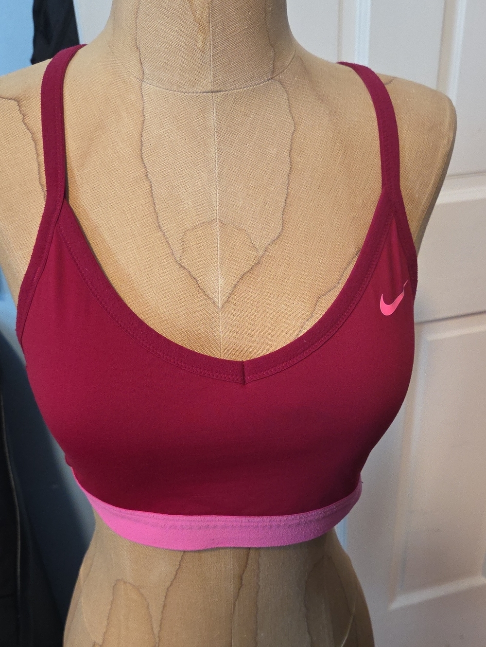 Nike Deep Berry Sports Bra with Pink Accents